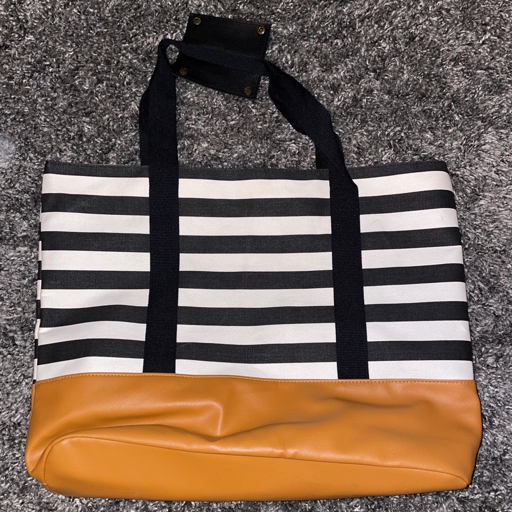 DSW Black and White Striped Tote Bag